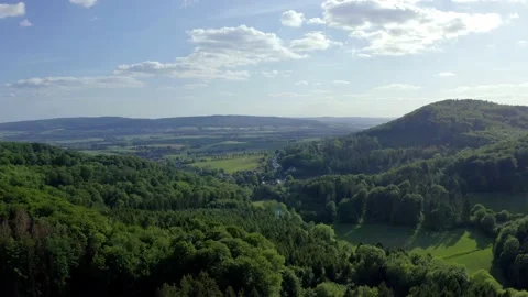 Drone flight over Lower Saxony landscape, Germany Stock Footage 134408056