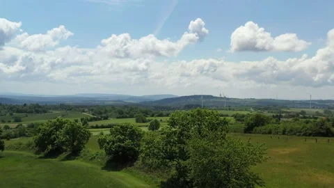 Drone flight over Lower Saxony landscape, Germany Stock Footage 134408978