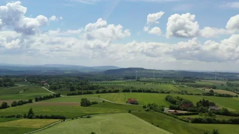 Drone flight over Lower Saxony landscape, Germany Stock Footage 134409144