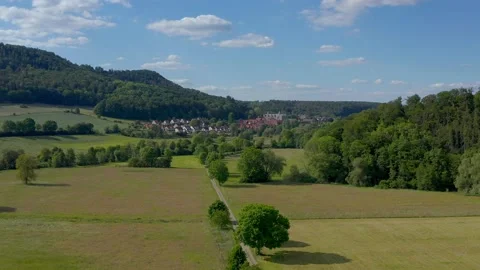 Drone flight over Lower Saxony landscape, Germany Stock Footage 134409343