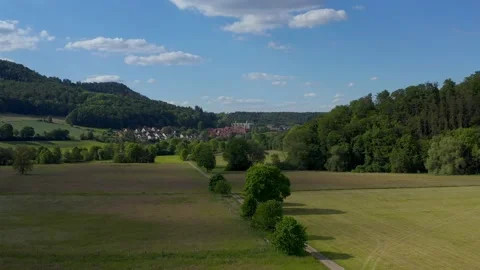 Drone flight over Lower Saxony landscape, Germany Stock Footage 134409512