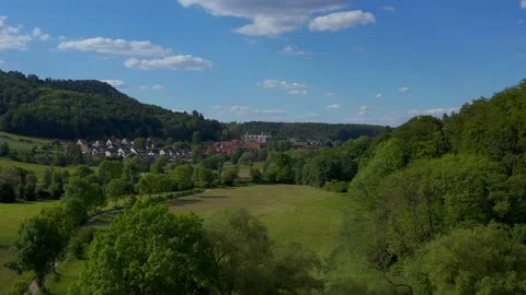 Drone flight over Lower Saxony landscape, Germany Stock Footage 134409609