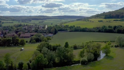 Drone flight over Lower Saxony landscape, Germany Stock Footage 134409643