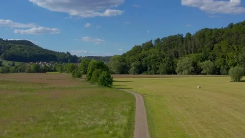Drone flight over Lower Saxony landscape, Germany Stock Footage 134409711