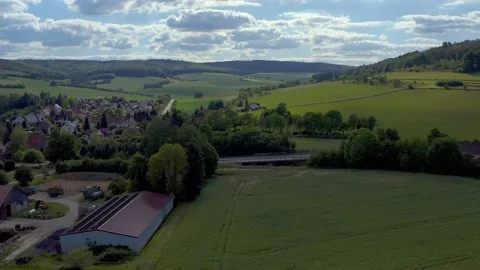 Drone flight over Lower Saxony landscape, Germany Stock Footage 134409883