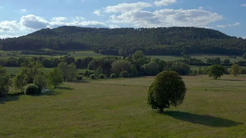 Drone flight over Lower Saxony landscape, Germany Stock Footage 134409914