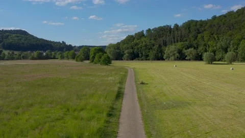 Drone flight over Lower Saxony landscape, Germany Stock Footage 134409924