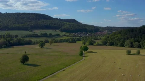 Drone flight over Lower Saxony landscape, Germany Stock Footage 134410295