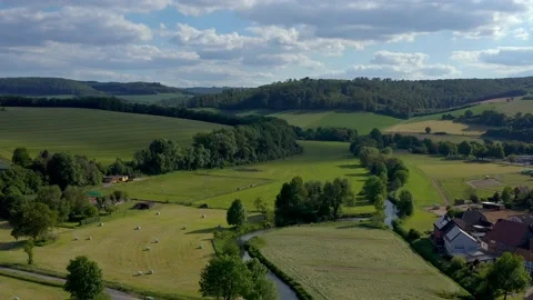 Drone flight over Lower Saxony landscape, Germany Stock Footage 134410332