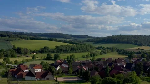 Drone flight over Lower Saxony landscape, Germany Stock Footage 134410401