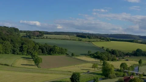Drone flight over Lower Saxony landscape, Germany Stock Footage 134410718