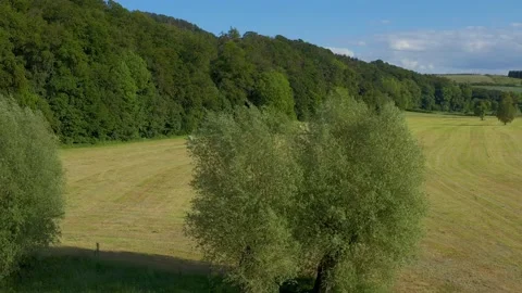 Drone flight over Lower Saxony landscape, Germany Stock Footage 134410896