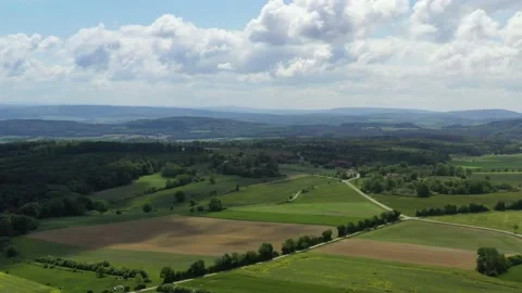 Drone flight over Lower Saxony landscape, Germany Stock Footage 134410971