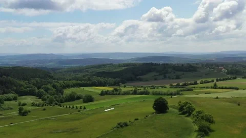 Drone flight over Lower Saxony landscape, Germany Stock Footage 134411400