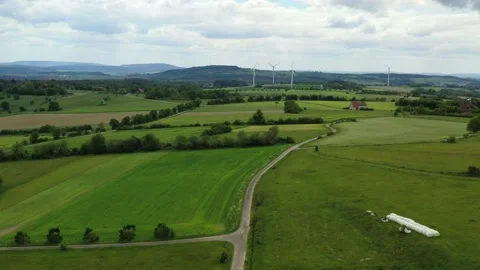 Drone flight over Lower Saxony landscape, Germany Stock Footage 134412132