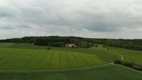 Drone flight over Lower Saxony landscape, Germany Stock Footage 134412346