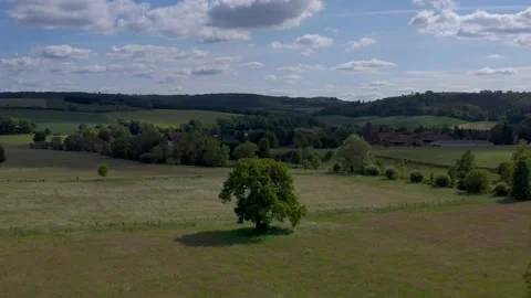 Drone flight over Lower Saxony landscape, Germany Stock Footage 134414230