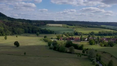 Drone flight over Lower Saxony landscape, Germany Stock Footage 134414441