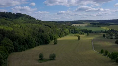 Drone flight over Lower Saxony landscape, Germany Stock Footage 134414446
