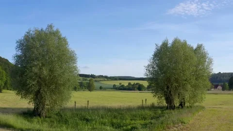 Drone flight over Lower Saxony landscape, Germany Stock Footage 134414790