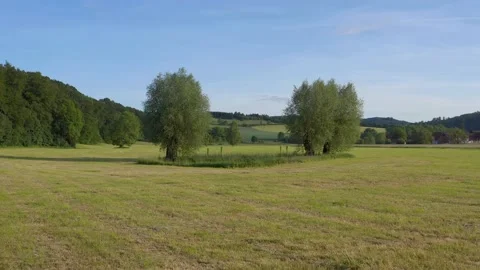 Drone flight over Lower Saxony landscape, Germany Stock Footage 134414817