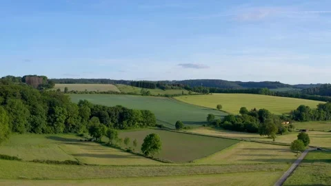 Drone flight over Lower Saxony landscape, Germany Stock Footage 134414979