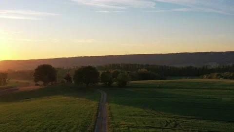 Drone flight over Lower Saxony landscape, Germany Stock Footage 134418593