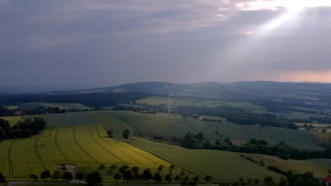Drone flight over Lower Saxony landscape, Germany Stock Footage 136150252