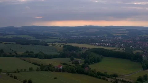 Drone flight over Lower Saxony landscape, Germany Stock Footage 136150287
