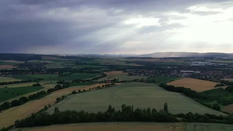 Drone flight over Lower Saxony landscape, Germany Stock Footage 136150564