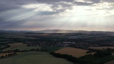 Drone flight over Lower Saxony landscape, Germany Stock Footage 136150633