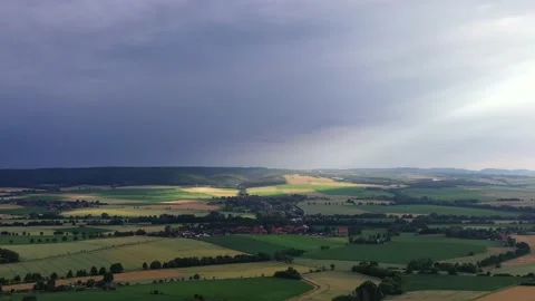Drone flight over Lower Saxony landscape, Germany Stock Footage 136150649