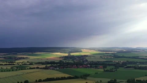 Drone flight over Lower Saxony landscape, Germany Stock Footage 136150693