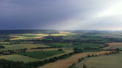Drone flight over Lower Saxony landscape, Germany Stock Footage 136150730