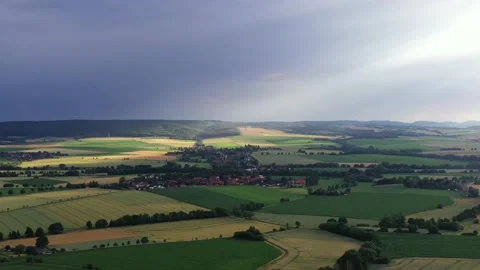 Drone flight over Lower Saxony landscape, Germany Stock Footage 136150778