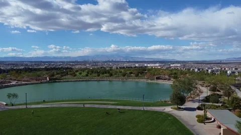 Drone flight over a luxury park in Henderson, Nevada. Stock Footage 324823804