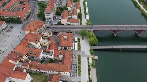 Drone Flight Over Maribor Main Square and Old Bridge, Slovenia Stock Footage 340622128