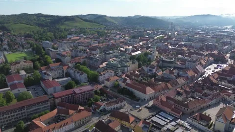 Drone Flight Over Maribor Old Town Historic Center, Slovenia Stock Footage 340622689