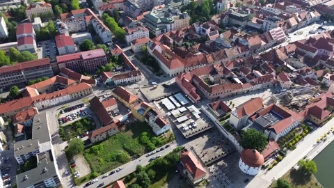 Drone Flight Over Maribor Old Town Historic Center, Slovenia Stock Footage 340622708