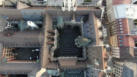 Drone flight over Marienplatz in Munich Stock Footage 124580138