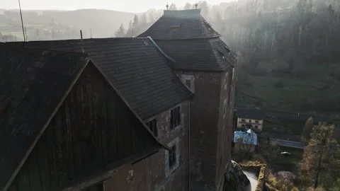 Drone Flight Over Medieval Castle in Czechia. Becov nad Teplou. Stock Footage 309228358