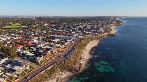 Drone flight over Mettams Pool in Perth Western Australia Stock Footage 327391435