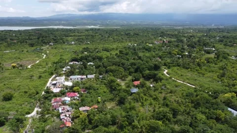 Drone flight over Moalboal White Beach coastline with tropical sea jungle an Stock Footage 335395346