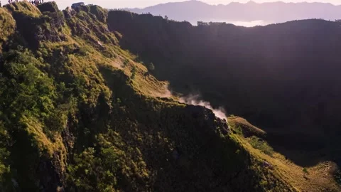 Drone flight over mount Batur in Bali Stock Footage 236545140