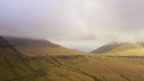 Drone Flight Over Mountain And Coastline Of Funningur Stock Footage 134280848