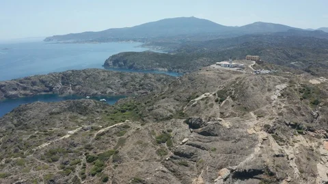 Drone flight over mountain hills of Cap de Creus Stock Footage 112957500