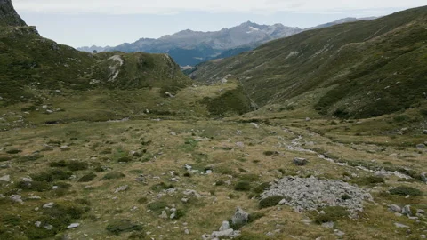 Drone flight over mountain pastures in Madesimo valley - Italian Alps Vidéo 251990892