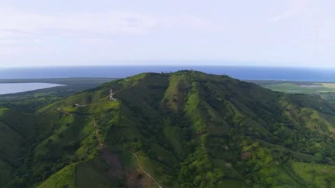 Drone flight over the mountainous landscape of the tropical coast. Stock Footage 193952622