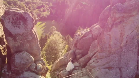Drone flight over mountains and rocks. Beautiful nature 스톡 동영상 130274500