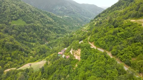 Drone flight over the mountains and mountain road. Adjara. Georgia Stock Footage 198658294